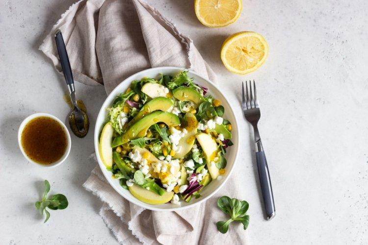 Salad with Avocado, Corn, and Cottage Cheese