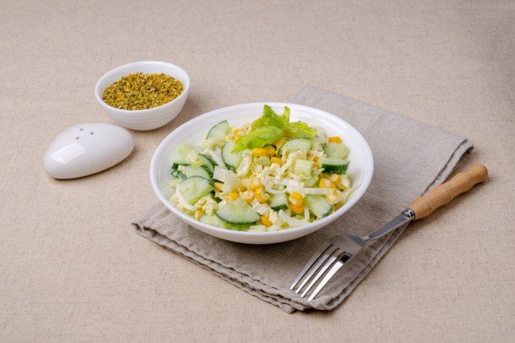 Salad with Cabbage, Cucumbers, and Corn