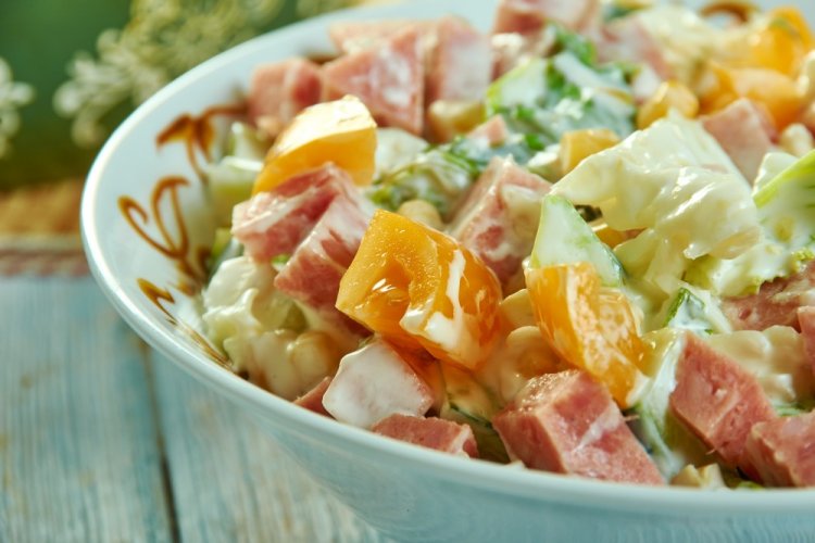 Sausage, Corn, and Crouton Salad