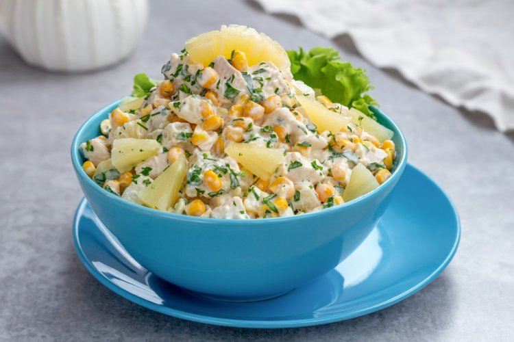 Corn, Smoked Chicken, and Korean Carrot Salad