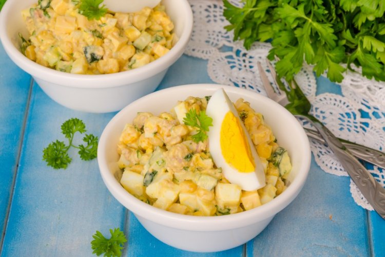 Corn and Cod Liver Salad