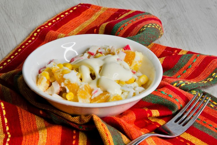 Crab Stick, Corn, and Orange Salad