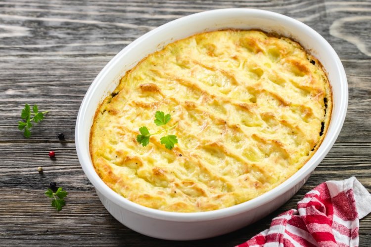 Gratinado de patatas con batidora en freidora de aire