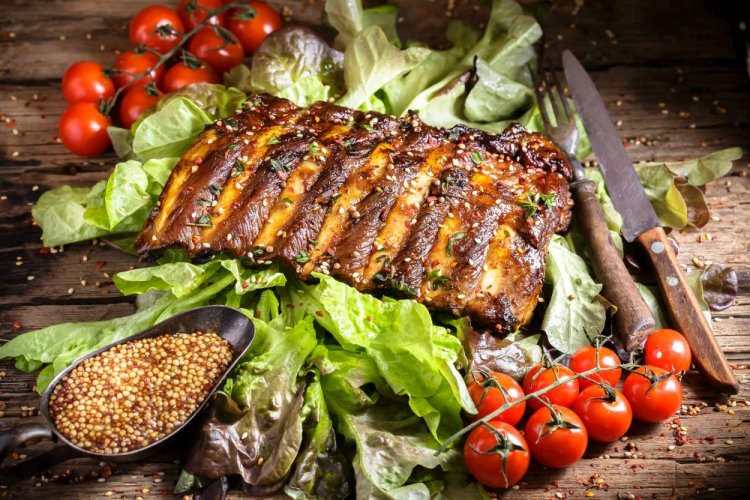 Pork Ribs in Honey-Mustard Marinade in an Air Fryer