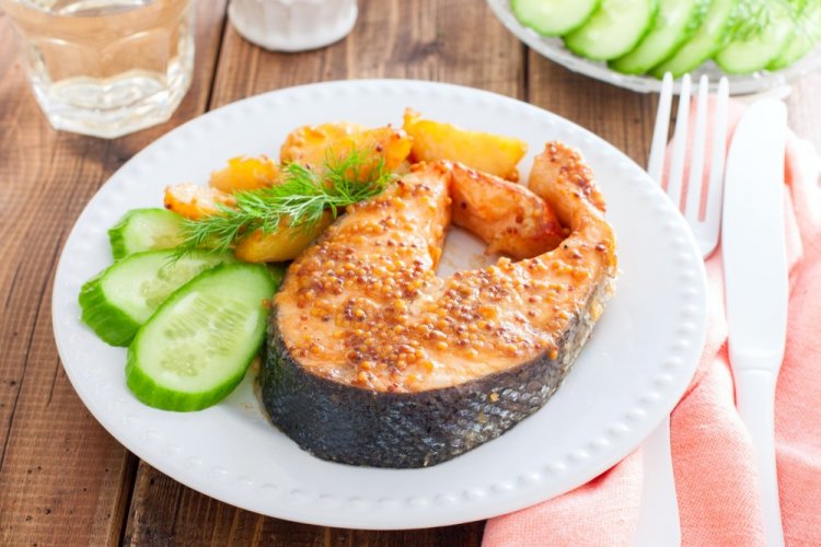 Trout Steaks in Mustard Marinade in an Air Fryer