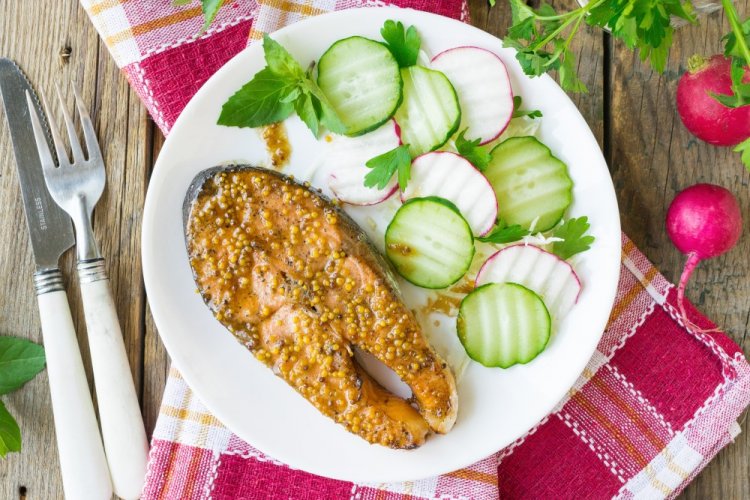 Trout Steaks with Honey in an Air Fryer