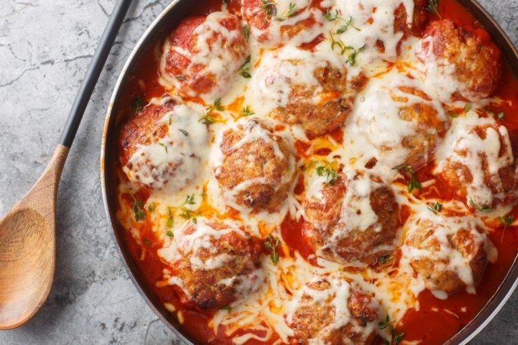 Meatballs with Cheese Topping in an Air Fryer