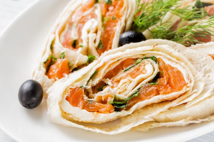 Lavash Roll with Red Fish for New Year's