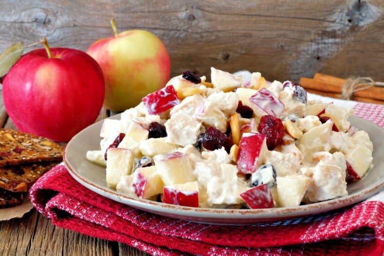Salad with Chicken, Apples, and Oranges for New Year's