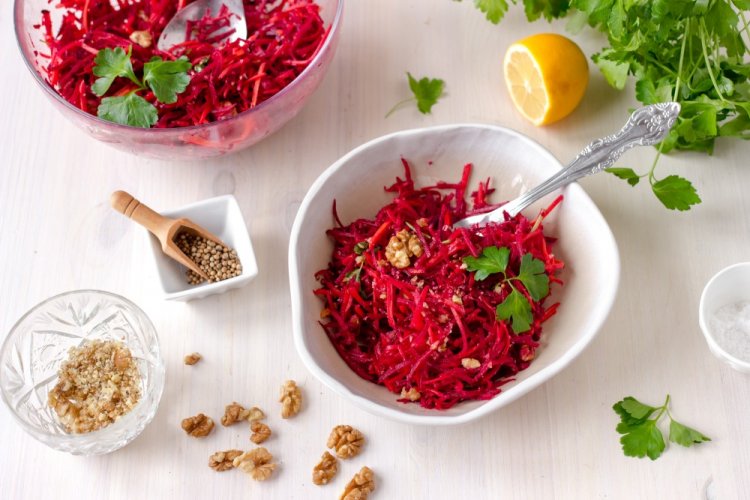 Ensalada de remolacha, zanahoria y granada