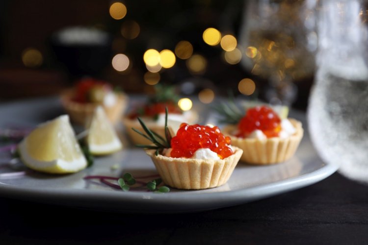 Tartlets with Red Fish and Caviar for New Year's