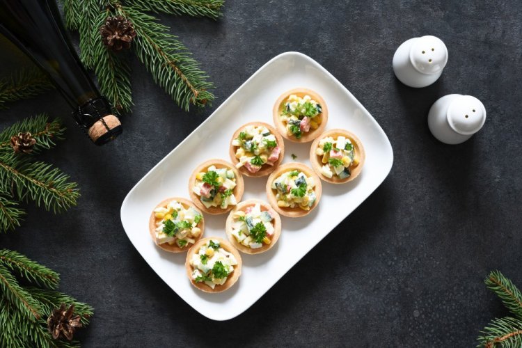 Tartlets with Crab Sticks and Avocado