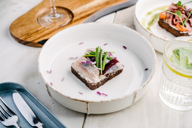 Sandwiches with Herring and Pickled Cucumbers for New Year