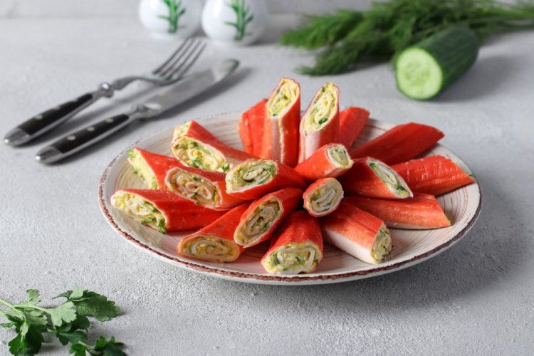 Crab Stick Rolls with Cream Cheese