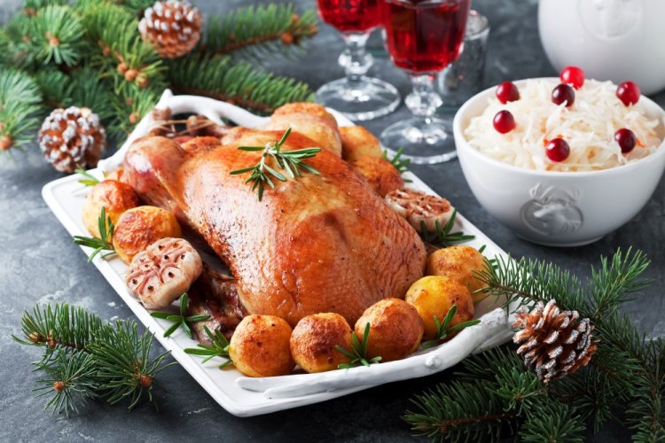 Roasted Goose with Potatoes in a Roasting Bag