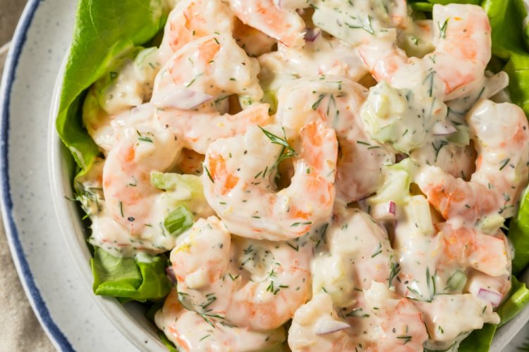 Salad with Corn, Shrimp, and Mussels