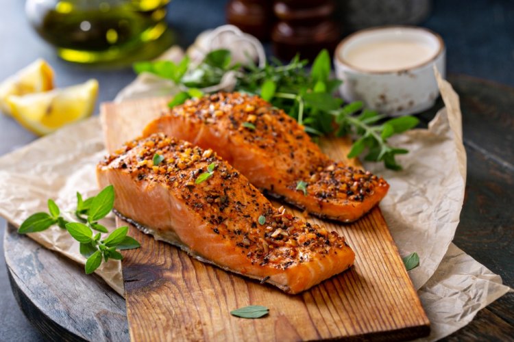 Salmon Steaks with Spices in an Air Fryer
