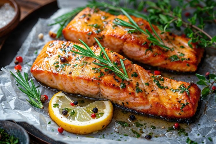 Salmon Steaks with Aromatic Herbs in an Air Fryer