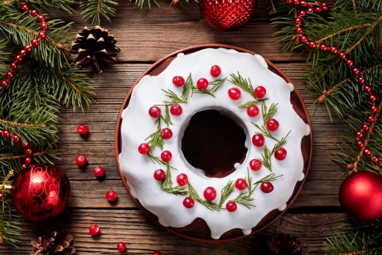 Lemon Christmas Cake with Cherries