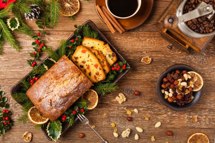 Orange Christmas Cake with Candied Fruits