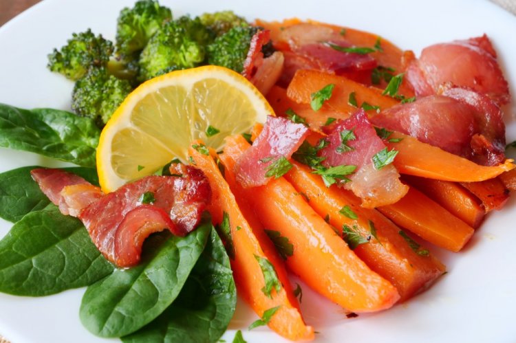 Sweet Potatoes with Bacon in an Air Fryer