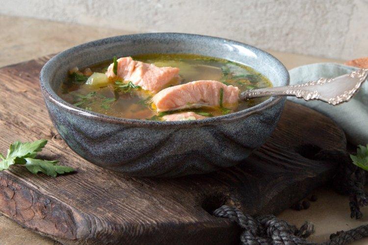 Chum Salmon Ukha with Corn Grits