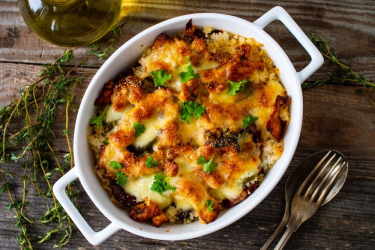 Casserole with Minced Meat and Rice in an Air Fryer