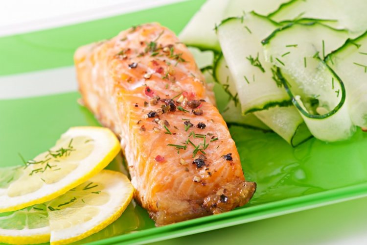 Pink Salmon Steaks with Mayonnaise in an Air Fryer