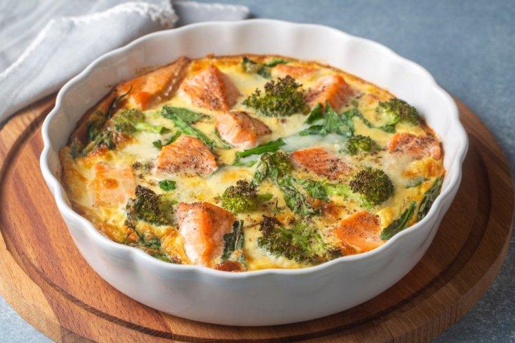 Chum Salmon and Broccoli Casserole in an Air Fryer