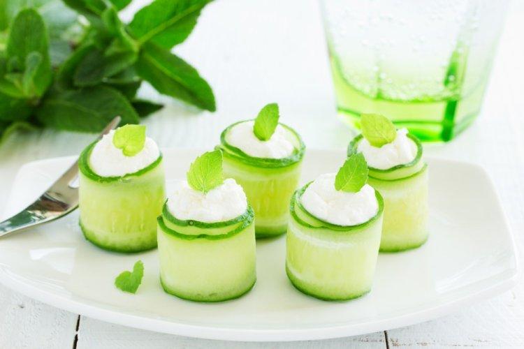 Cucumber Rolls with Feta and Garlic