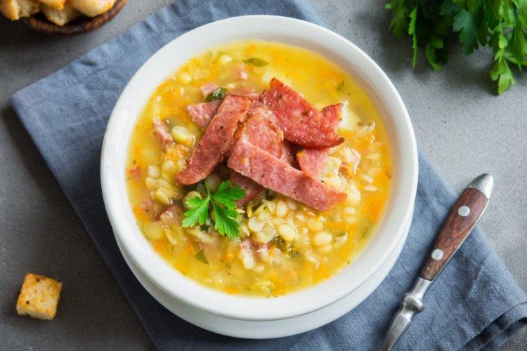 Pea Soup with Smoked Sausage in an Afghan Kazan
