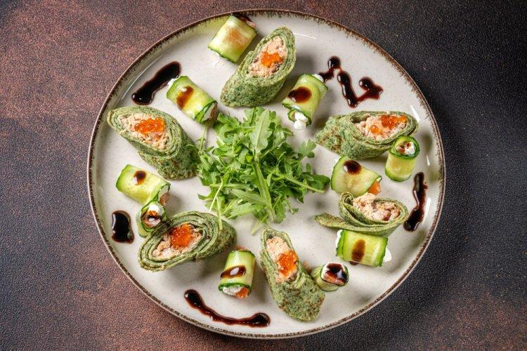 Rollo de espinacas con paté de hígado