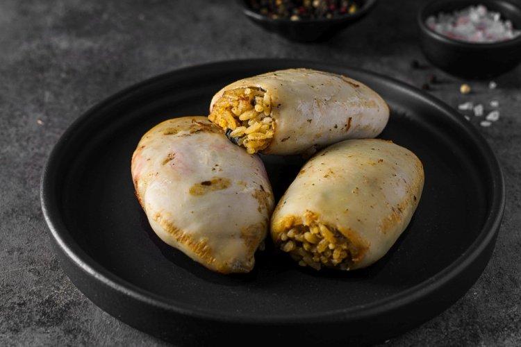 Stuffed Squid with Rice and Mushrooms