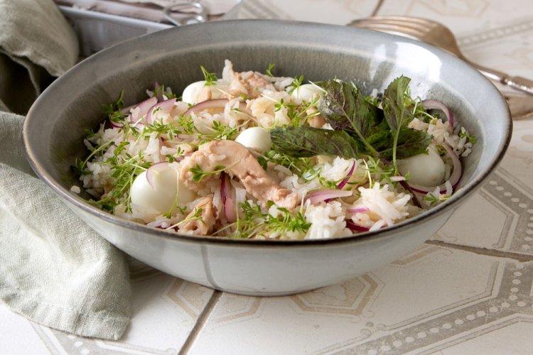 Rice and Cod Liver Salad