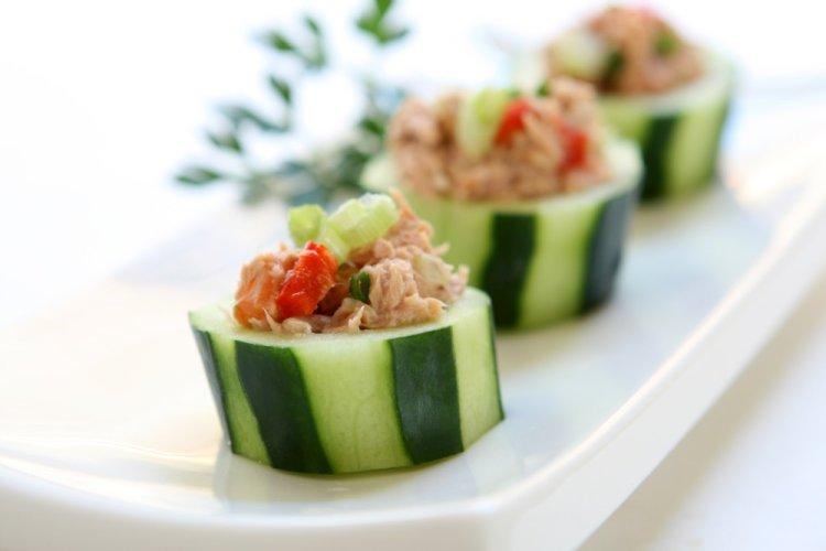 Tuna Canapés on Cucumber