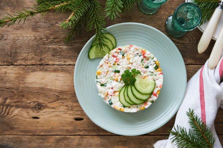 Salad with Rice, Corn, and Lightly Salted Trout