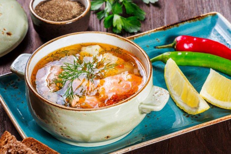 Ukha with Trout Head and Tail Broth and Rice