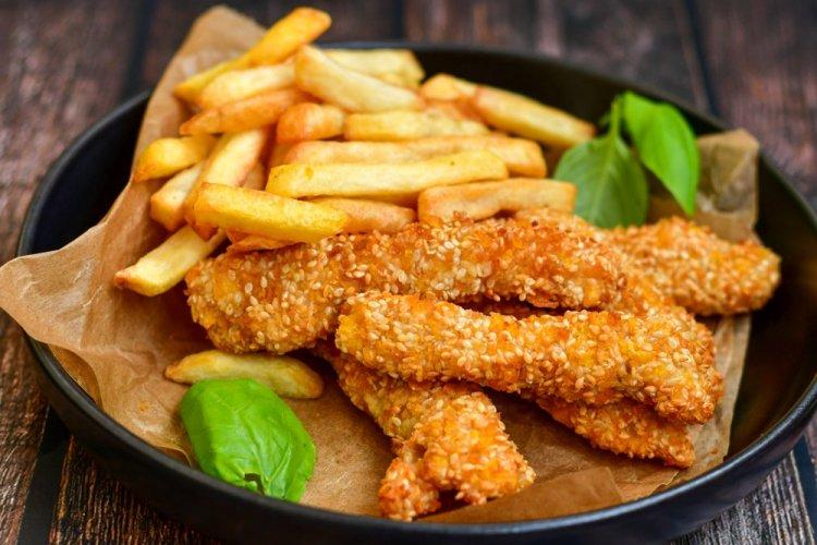 Sesame and Nut Crusted Chicken Strips in an Air Fryer