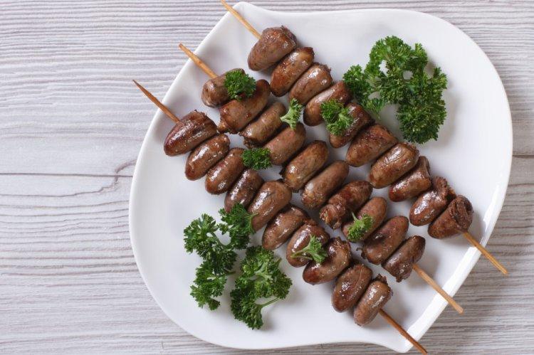 Chicken Hearts on Skewers in an Air Fryer