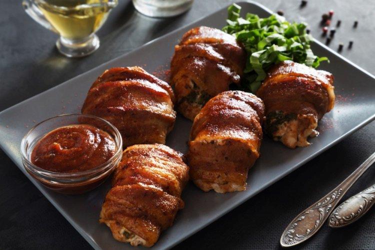 Air Fryer Chicken Rolls with Bacon