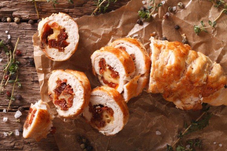 Air Fryer Chicken Rolls with Cheese and Tomatoes