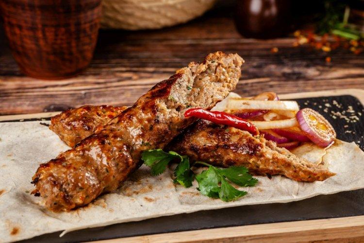 Pork Lula Kebab with Onion in an Air Fryer