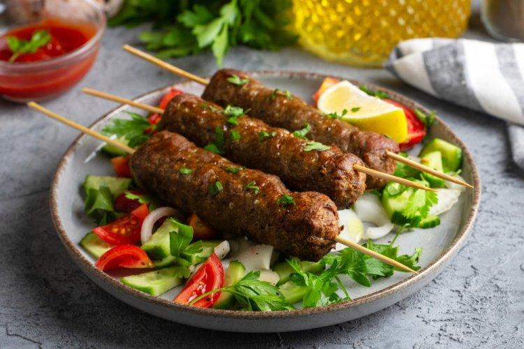 Lamb Lula Kebab with Lamb Fat in an Air Fryer