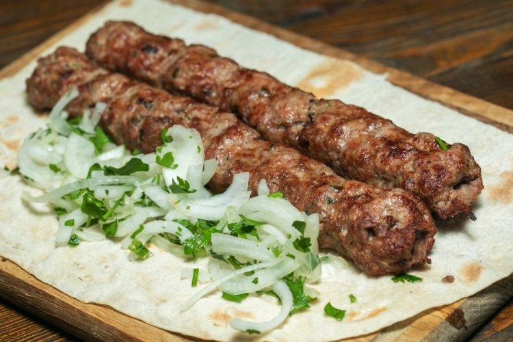 Lula Kebab with Adjika and Green Onions in an Air Fryer
