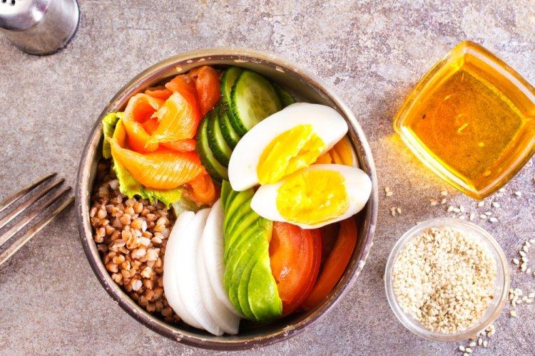 Egg, Buckwheat, and Salmon Bowl
