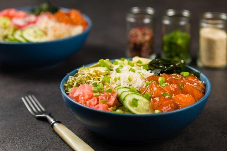 Salmon, Avocado, and Pickled Daikon Bowl
