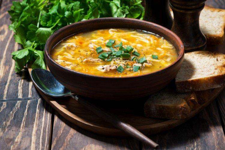 Chicken Soup with Instant Noodles and Vegetables