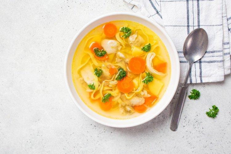 Chicken Soup with Instant Noodles and Potatoes