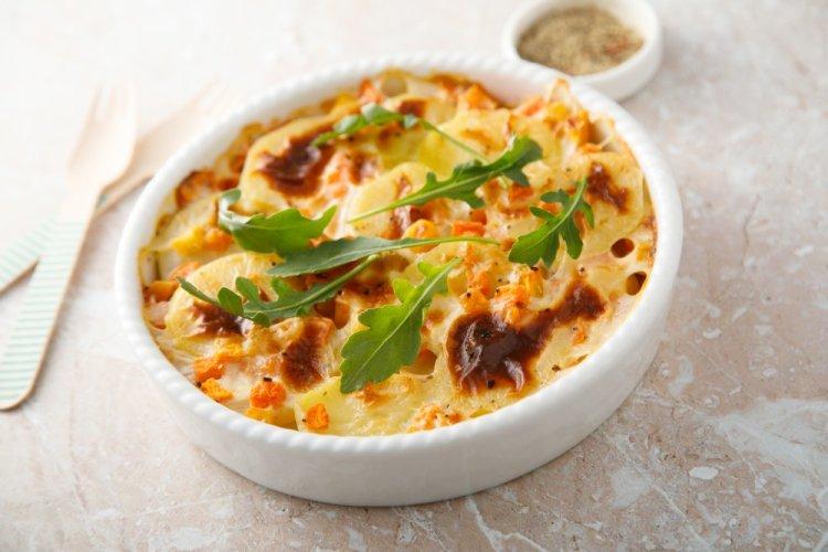 Air Fryer Pumpkin and Potatoes with Cheese