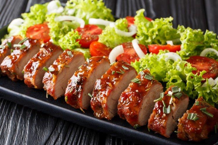 Baked Pork Tenderloin with Tomato Marinade in an Air Fryer